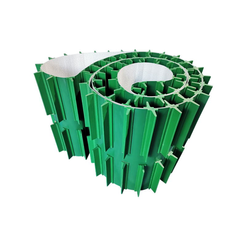 挡板裙边输送带 绿色加导条传动带 PVC加挡板包边工业皮带